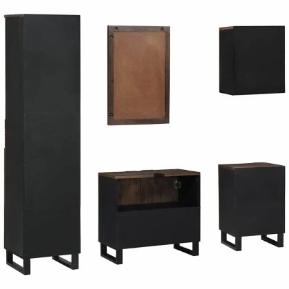 Комплект мебели за баня с чекмедже 5 pcs Бяло Инженерно дърво