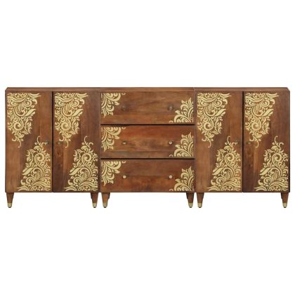 Комплект шкафове за баня 3 pcs Цвят меден кафяв и златист