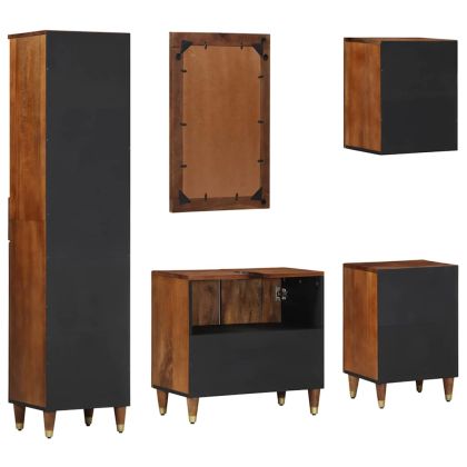 Комплект шкафове за баня с чекмедже с врата 5 pcs Меден кафяв