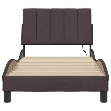 Рамка за легло без матрак Hanko, тъмнокафява, 90x200 см, плат