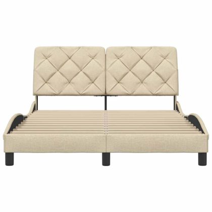 Рамка за легло без матрак, кремава, 140x200 см, плат