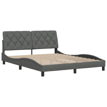 Рамка за легло без матрак, тъмносива, 160x200 см, плат