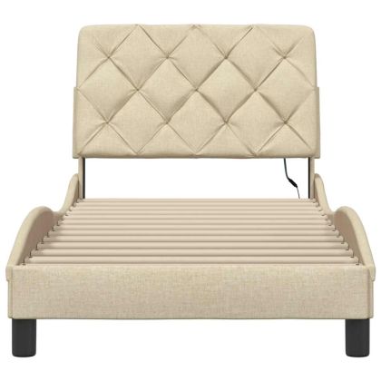 Рамка за легло с LED без матрак кремава 80x200 см плат