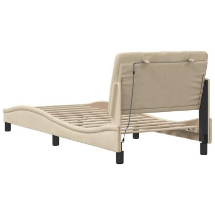 Рамка за легло с LED без матрак кремава 80x200 см плат