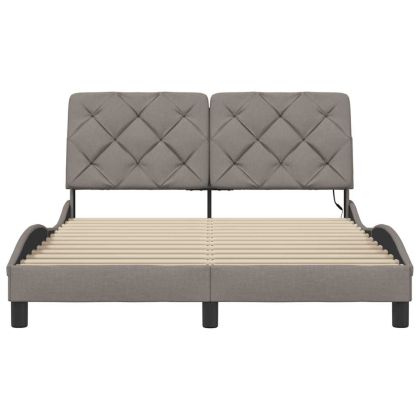 Рамка за легло със светодиод без матрак, таупе, 120x200см, плат