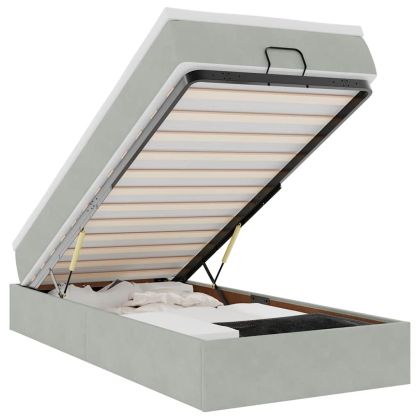 Османска легло с матрак, светлосиво, 100x200 см, кадифе