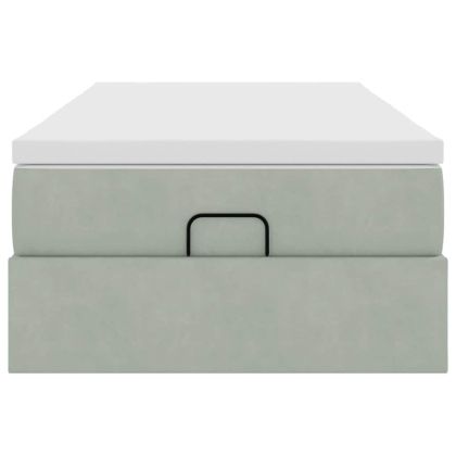 Османска легло с матрак, светлосиво, 100x200 см, кадифе