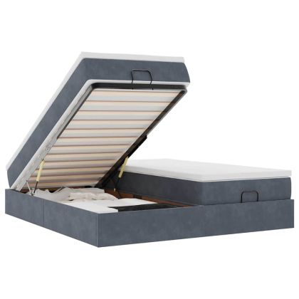 Османска легло с матраци, тъмносиво, 160x200 см, кадифе