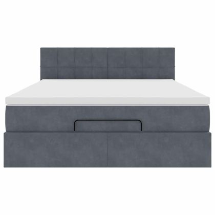 Османско легло с матрак Тъмно сиво 140x190cm кадифе