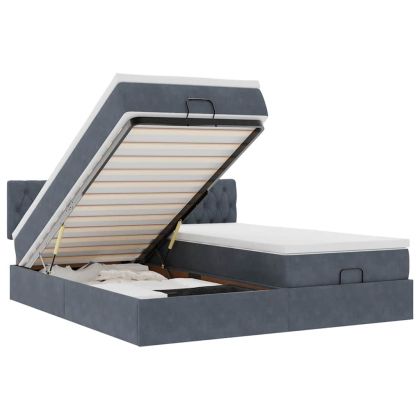 Османска легло с матраци, тъмносиво, 160x200 см, кадифе