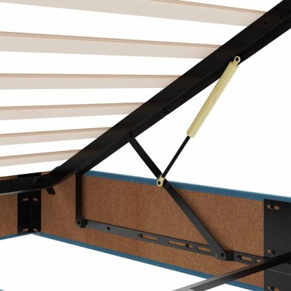 Османска легло с матрак и LED, тъмносиньо, 180x200 см, кадифе