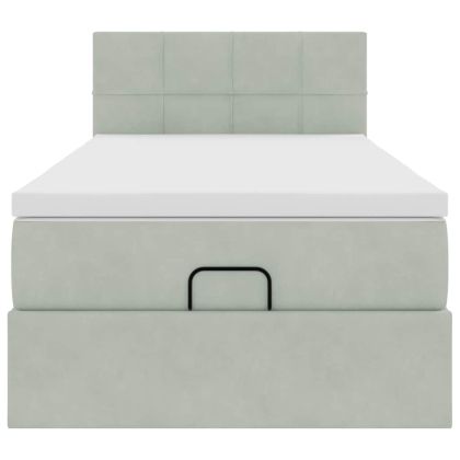 Османска легло с матрак и LED, светлосиво, 80x200 см, кадифе