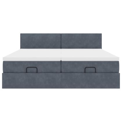 Османска легло с матраци и LED, тъмносиво, 160x200 см, кадифе