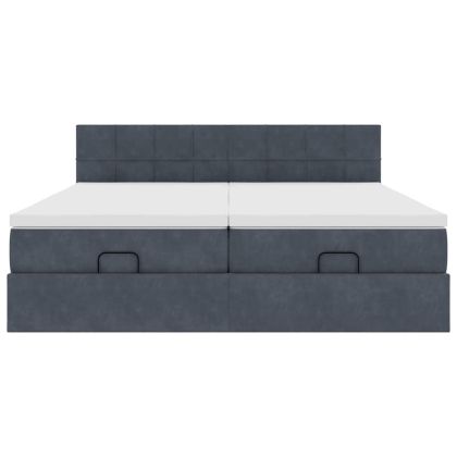 Османска легло с матраци и LED, тъмносиво, 160x200 см, кадифе