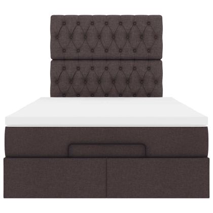 Османска легло с матрак, тъмнокафяво, 120x200 см, плат