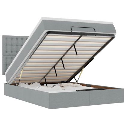 Османско легло с матрак Светло сиво 140x190 cm Плат