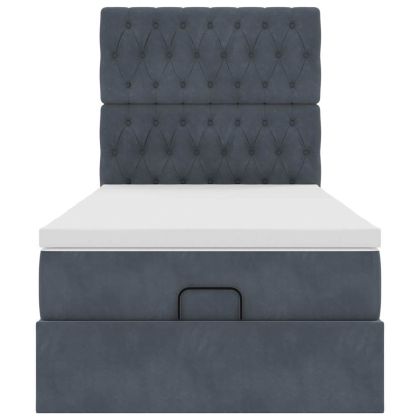 Османска легло с матраци, тъмносиво, 80x200 см, кадифе