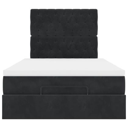 Османска легло с матраци, черно, 120x200 см, кадифе