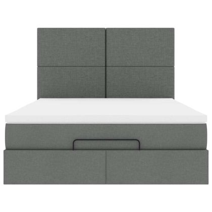 Османска легло с матрак и LED, тъмносиво, 140x190 см, плат