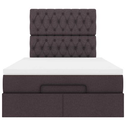 Османска легло с матрак и LED, тъмнокафяво, 120x200 см, плат