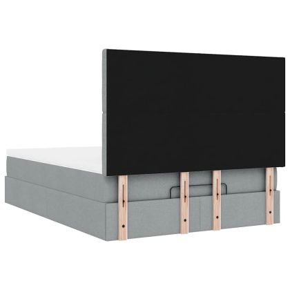 Османско легло с матрак & Светодиоди Светло сиво 140x190cm Плат