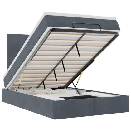 Османска легло с матраци и LED, тъмносиво, 120x190 см, кадифе