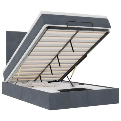 Османска легло с матраци и LED, тъмносиво, 120x190 см, кадифе