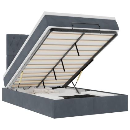 Османска легло с матраци и LED, тъмносиво, 120x190 см, кадифе