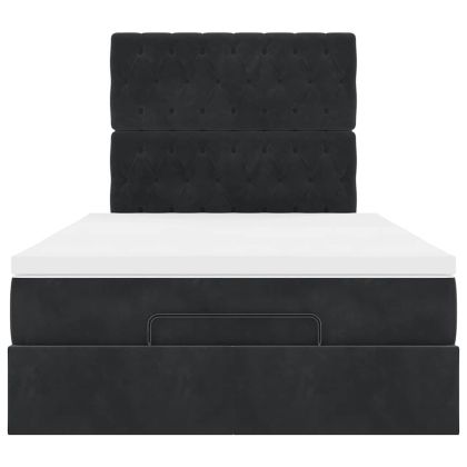 Османска легло с матраци и LED, черно, 120x200 см, кадифе