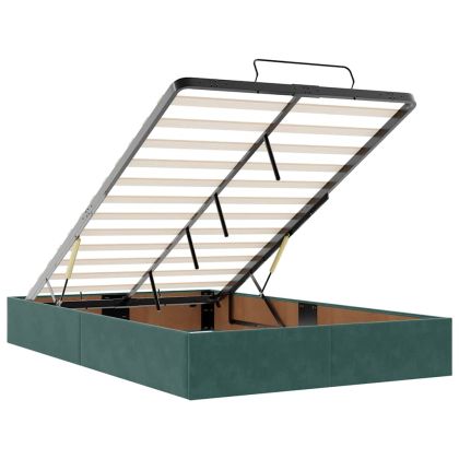 Османска легло с матраци и LED, тъмнозелено, 120x200 см, кадифе