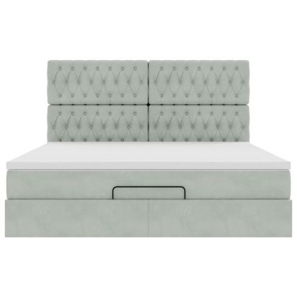 Османска легло с матраци и LED, светлосиво, 160x200 см, кадифе