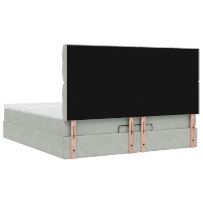 Османска легло с матраци и LED, светлосиво, 160x200 см, кадифе