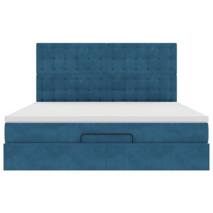 Османска легло с матраци и LED, тъмносиньо, 180x200 см, кадифе