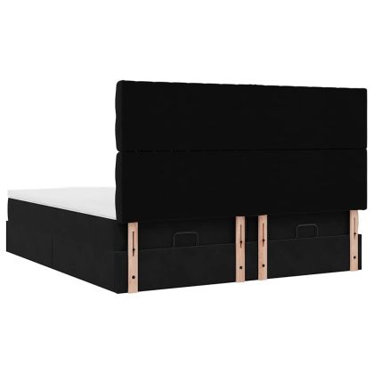 Османска легло с матраци и LED, черно, 200x200 см, кадифе