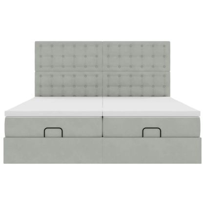 Османска легло с матраци и LED, светлосиво, 160x200 см, кадифе
