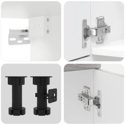 Комплект кухненски шкафове, 7 части, "Porto", сив, инженерно дърво сонома