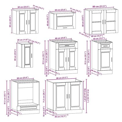 Комплект кухненски шкафове от 8 части Kalmar, инженерно дърво