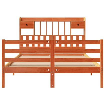 Легло с етажерка за книги, без матрак, 150x200 см, бор масив