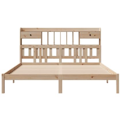 Легло с етажерка за книги, без матрак, 180x200 см, бор масив