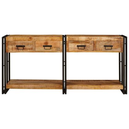 Конзолни маси с чекмедже 2 pcs Кафяво Масивно мангово дърво