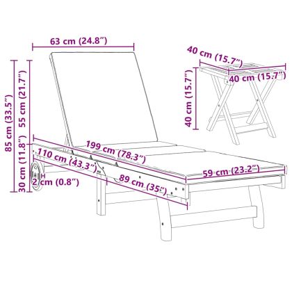 Шезлонг 2-човек 3 pcs Кафяво Солидно акациево дърво