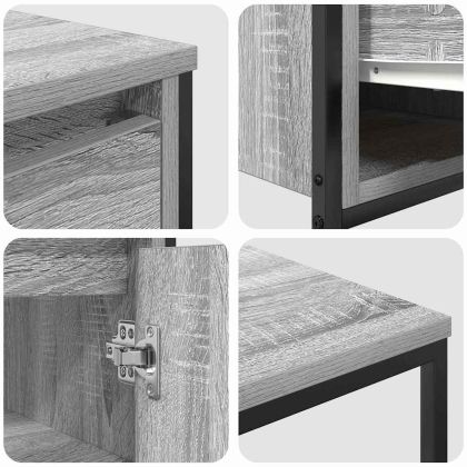 Комплект мебели за баня с чекмедже 3 pcs Сив сонома и Черен