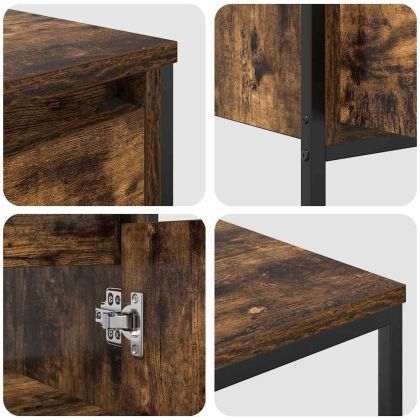 Комплект мебели за баня 3 pcs Димящ дъб и черно Инженерно дърво