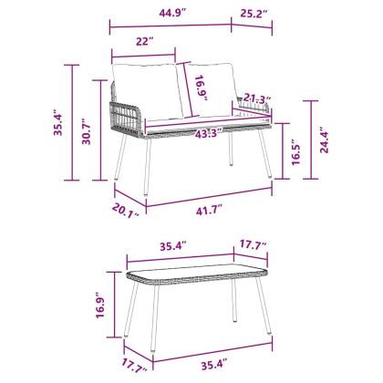 Комплект за хранене в градината 2 pcs Черно полиратан