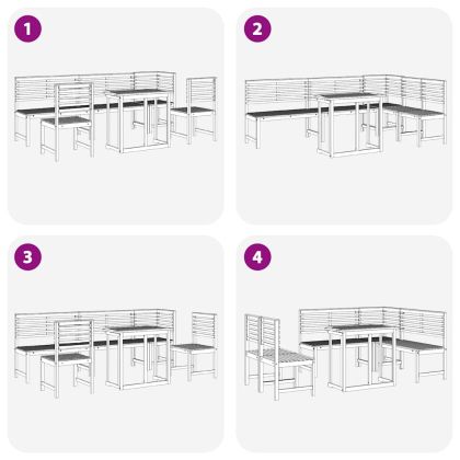 Градински бистро комплект 6 pcs Кафяво Акациево дърво масив