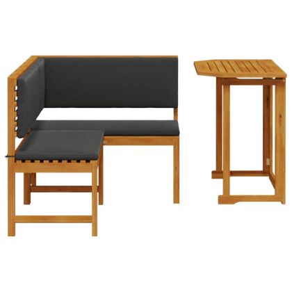 Комплект градинска пейка 2 pcs Кафяво Акациево дърво масив