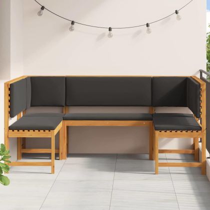 Комплект градинска пейка 5 pcs Кафяво Акациево дърво масив