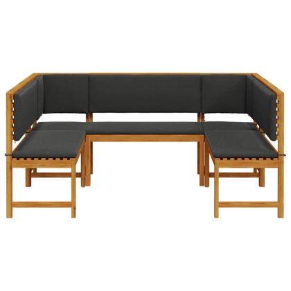 Комплект градинска пейка 5 pcs Кафяво Акациево дърво масив