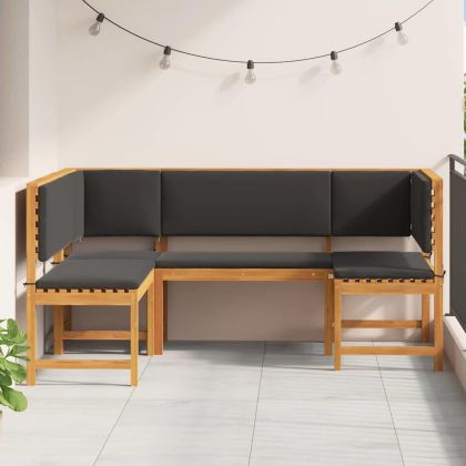 Комплект градинска пейка 3 pcs Кафяво Акациево дърво масив