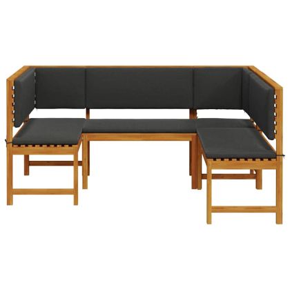 Комплект градинска пейка 3 pcs Кафяво Акациево дърво масив